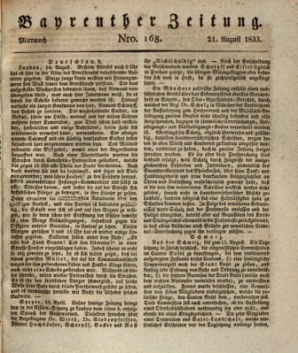 Bayreuther Zeitung Mittwoch 21. August 1833