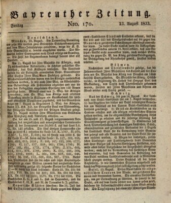 Bayreuther Zeitung Freitag 23. August 1833