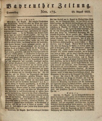 Bayreuther Zeitung Donnerstag 29. August 1833