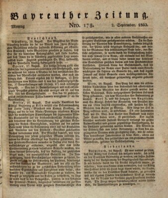 Bayreuther Zeitung Montag 2. September 1833