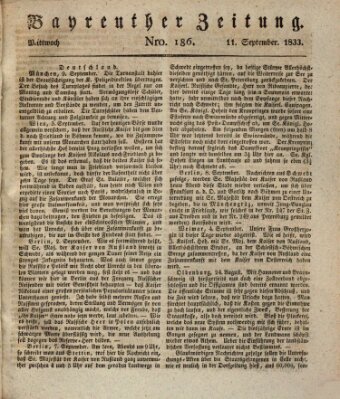 Bayreuther Zeitung Mittwoch 11. September 1833