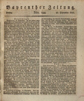 Bayreuther Zeitung Freitag 20. September 1833