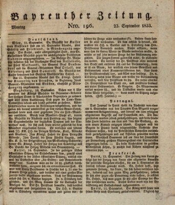 Bayreuther Zeitung Montag 23. September 1833