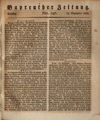 Bayreuther Zeitung Dienstag 24. September 1833