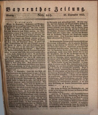 Bayreuther Zeitung Montag 30. September 1833