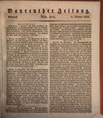 Bayreuther Zeitung Mittwoch 9. Oktober 1833