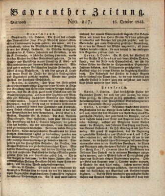 Bayreuther Zeitung Mittwoch 16. Oktober 1833