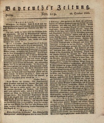 Bayreuther Zeitung Freitag 18. Oktober 1833