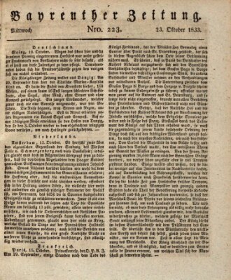 Bayreuther Zeitung Mittwoch 23. Oktober 1833