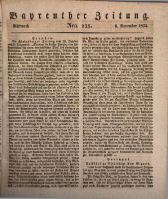 Bayreuther Zeitung Mittwoch 6. November 1833