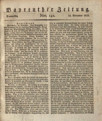 Bayreuther Zeitung Donnerstag 14. November 1833