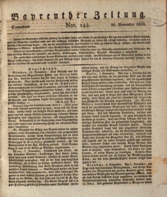 Bayreuther Zeitung Samstag 16. November 1833