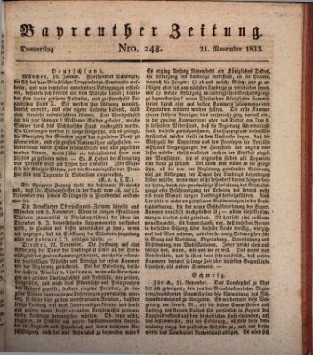 Bayreuther Zeitung Donnerstag 21. November 1833