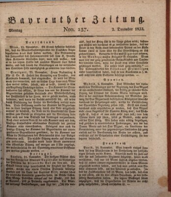 Bayreuther Zeitung Montag 2. Dezember 1833