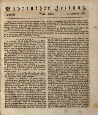 Bayreuther Zeitung Dienstag 3. Dezember 1833