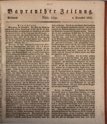 Bayreuther Zeitung Mittwoch 4. Dezember 1833