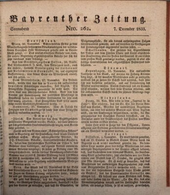 Bayreuther Zeitung Samstag 7. Dezember 1833