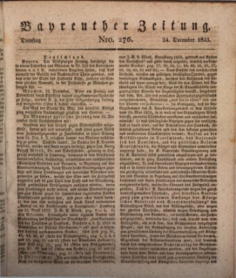 Bayreuther Zeitung Dienstag 24. Dezember 1833