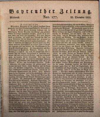 Bayreuther Zeitung Mittwoch 25. Dezember 1833