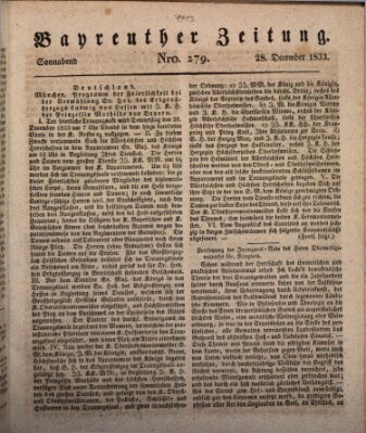 Bayreuther Zeitung Samstag 28. Dezember 1833