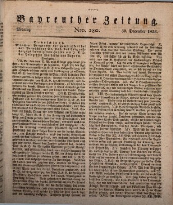 Bayreuther Zeitung Montag 30. Dezember 1833