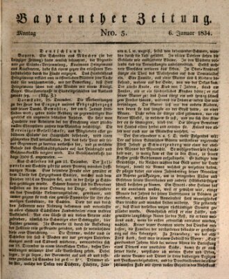 Bayreuther Zeitung Montag 6. Januar 1834