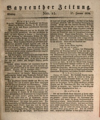 Bayreuther Zeitung Montag 27. Januar 1834