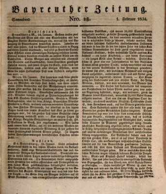 Bayreuther Zeitung Samstag 1. Februar 1834