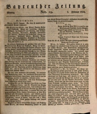 Bayreuther Zeitung Montag 3. Februar 1834