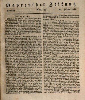 Bayreuther Zeitung Mittwoch 12. Februar 1834