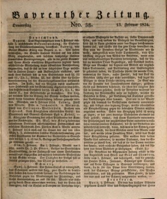 Bayreuther Zeitung Donnerstag 13. Februar 1834