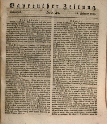 Bayreuther Zeitung Samstag 15. Februar 1834