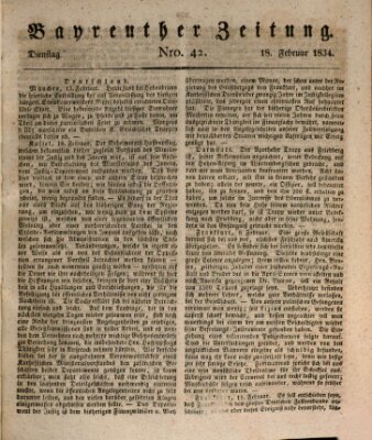 Bayreuther Zeitung Dienstag 18. Februar 1834