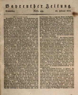 Bayreuther Zeitung Donnerstag 20. Februar 1834