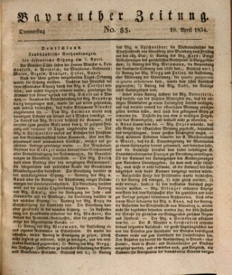 Bayreuther Zeitung Donnerstag 10. April 1834