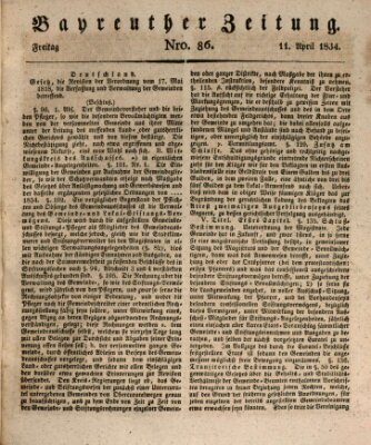 Bayreuther Zeitung Freitag 11. April 1834