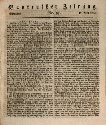 Bayreuther Zeitung Samstag 12. April 1834