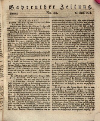 Bayreuther Zeitung Montag 14. April 1834