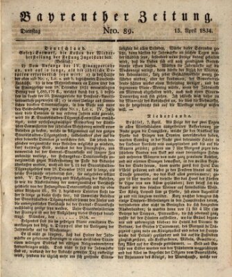 Bayreuther Zeitung Dienstag 15. April 1834