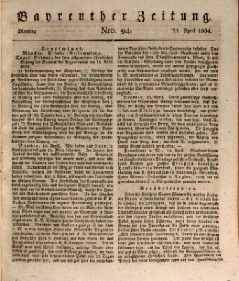 Bayreuther Zeitung Montag 21. April 1834