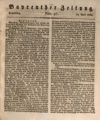 Bayreuther Zeitung Donnerstag 24. April 1834