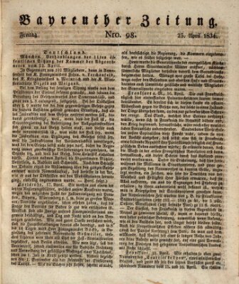 Bayreuther Zeitung Freitag 25. April 1834