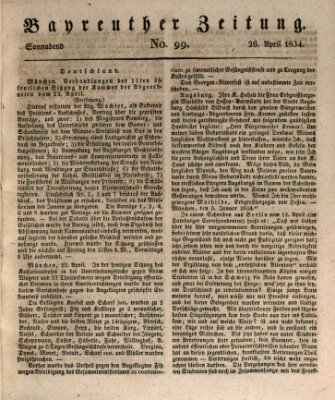 Bayreuther Zeitung Samstag 26. April 1834