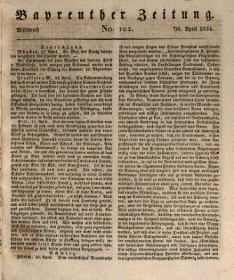 Bayreuther Zeitung Mittwoch 30. April 1834