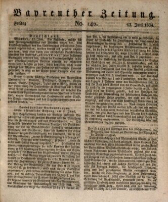 Bayreuther Zeitung Freitag 13. Juni 1834