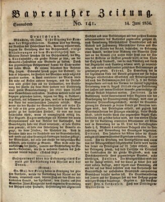 Bayreuther Zeitung Samstag 14. Juni 1834