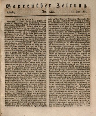 Bayreuther Zeitung Dienstag 17. Juni 1834