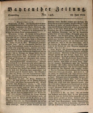 Bayreuther Zeitung Donnerstag 19. Juni 1834