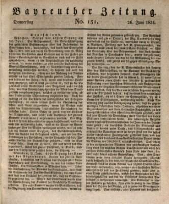 Bayreuther Zeitung Donnerstag 26. Juni 1834