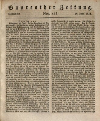 Bayreuther Zeitung Samstag 28. Juni 1834